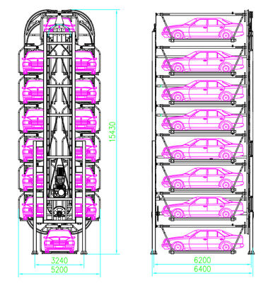 Mechanical Vertical Rotary Parking System 8 Layers Rotary Smart Parking System